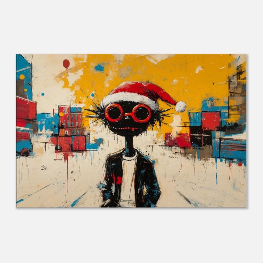 Black Santa Canvas Print - Urban Street Art Inspired Holiday Decor for Contemporary Spaces - MoomZee Artwork -