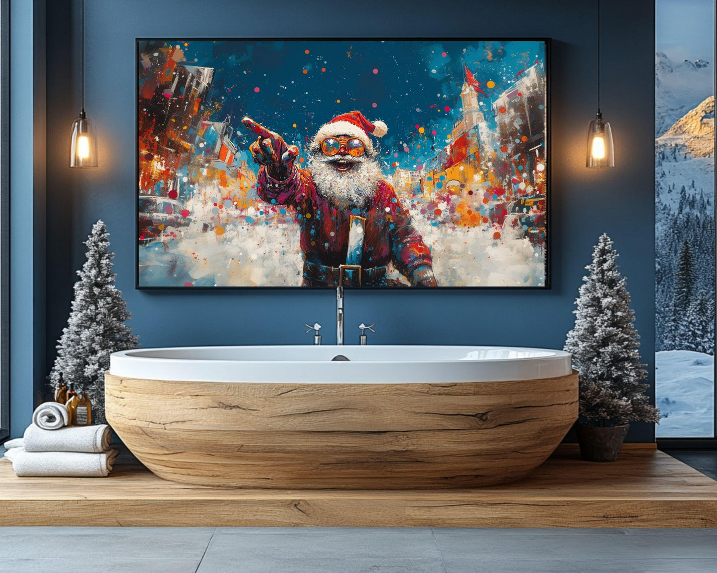 Black Santa Urban Christmas Canvas Print – Modern Holiday Decor for Art Lovers - MoomZee Artwork -