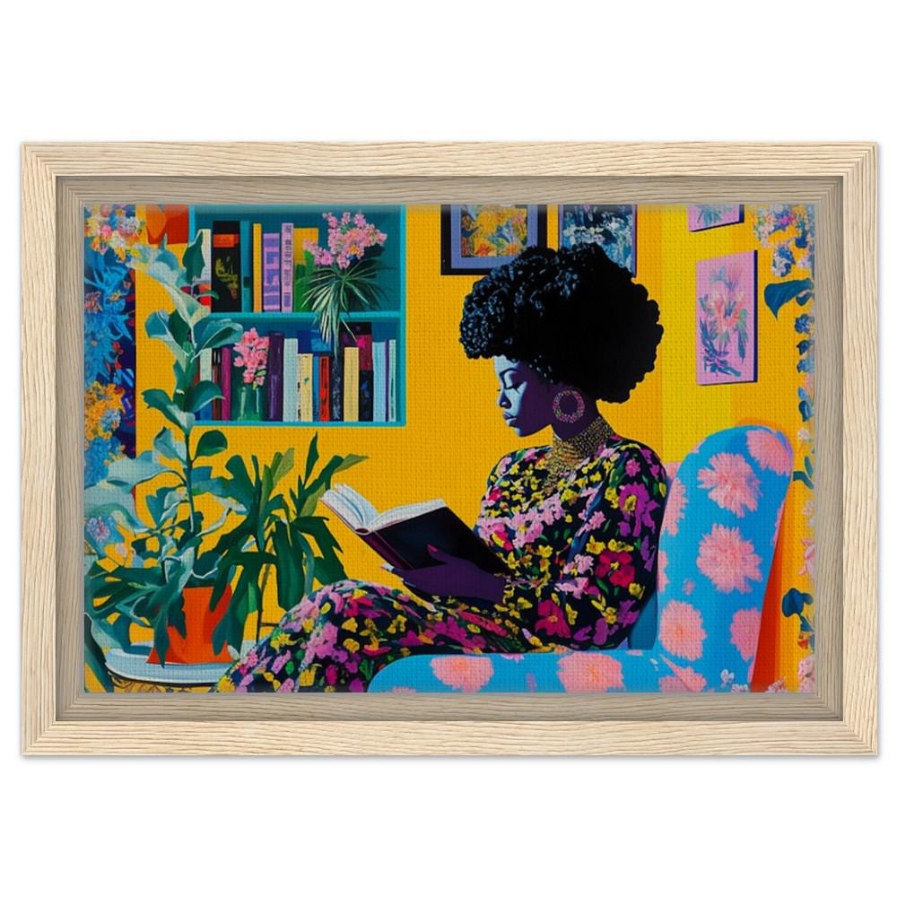 Black Woman Reading Canvas Print - Cultural & Intellectual Decor for Living Rooms & Reading Nooks - MoomZee Artwork -