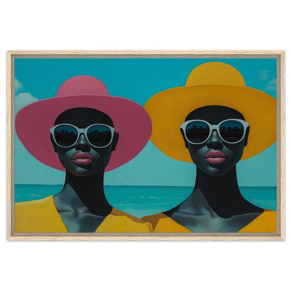 Bold Afro Beauty Beach Canvas Print - Living Room & Office Decor - MoomZee Artwork -