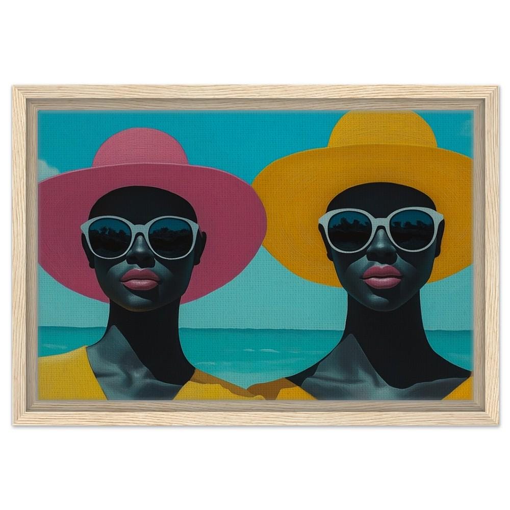 Bold Afro Beauty Beach Canvas Print - Living Room & Office Decor - MoomZee Artwork -