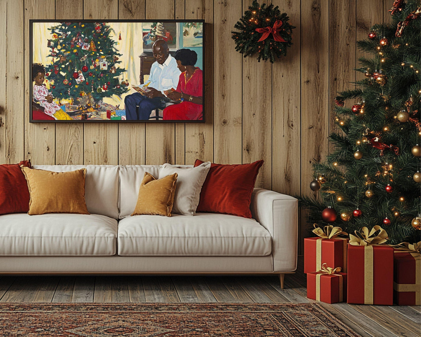 Christmas Family Traditions Canvas Print - Festive Holiday Decor for Living Room or Dining Area - MoomZee Artwork -