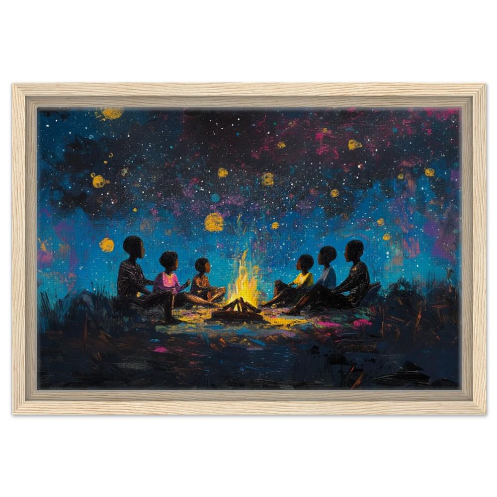 Family Bonding Canvas Print – Night Sky Magic Home Decor for Living Room - MoomZee Artwork -