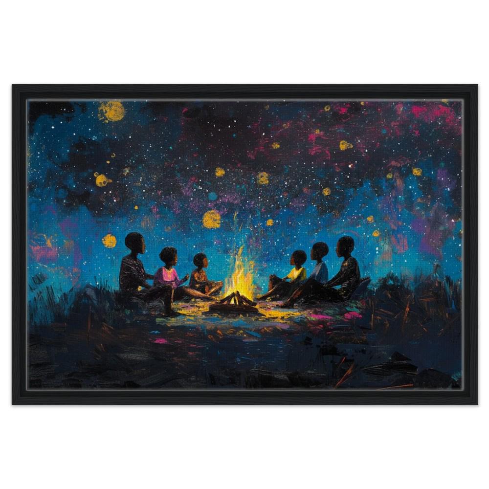 Family Bonding Canvas Print – Night Sky Magic Home Decor for Living Room - MoomZee Artwork -