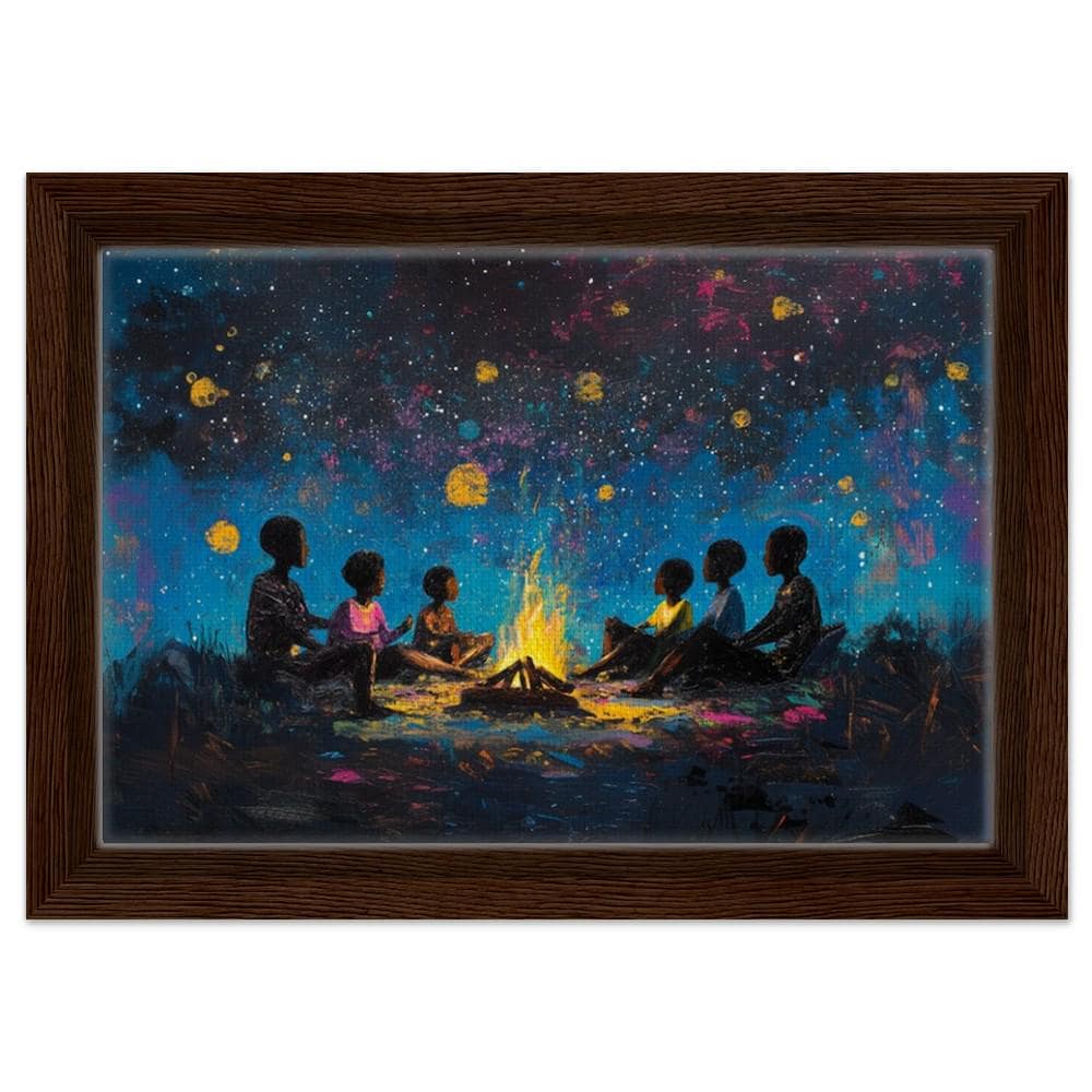 Family Bonding Canvas Print – Night Sky Magic Home Decor for Living Room - MoomZee Artwork -