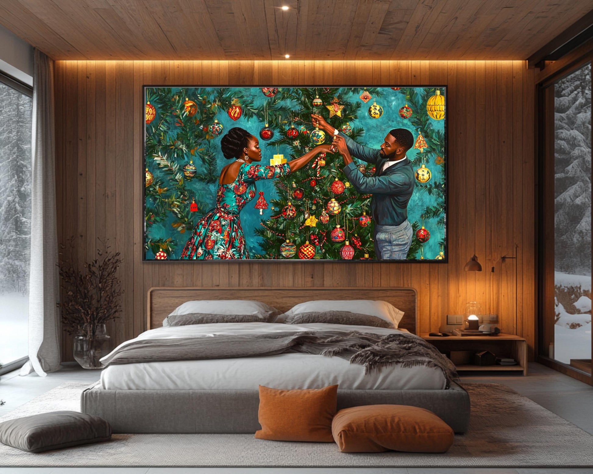 Kehinde Wiley-Inspired Canvas Print - Christmas Art for Cultural Holiday Decor - MoomZee Artwork -