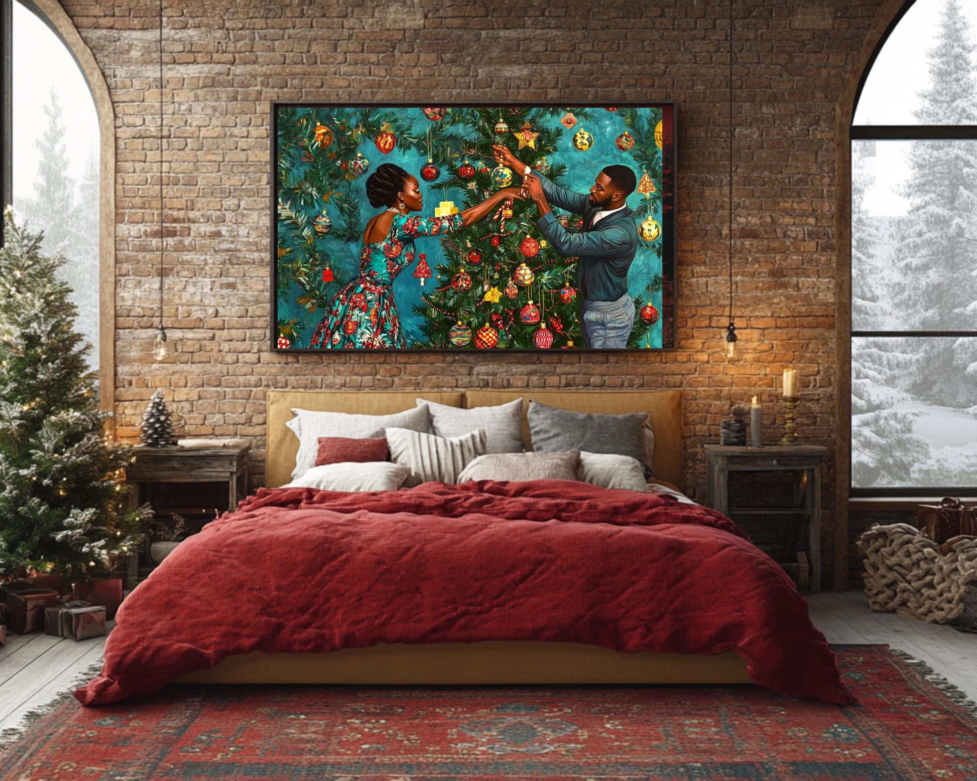 Kehinde Wiley-Inspired Canvas Print - Christmas Art for Cultural Holiday Decor - MoomZee Artwork -