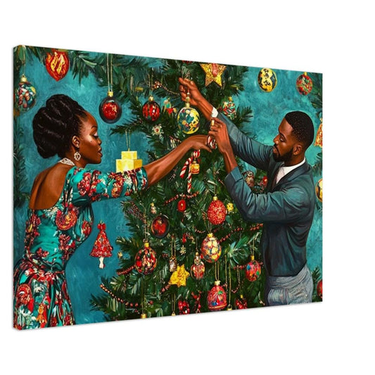 Kehinde Wiley-Inspired Canvas Print - Christmas Art for Cultural Holiday Decor - MoomZee Artwork -