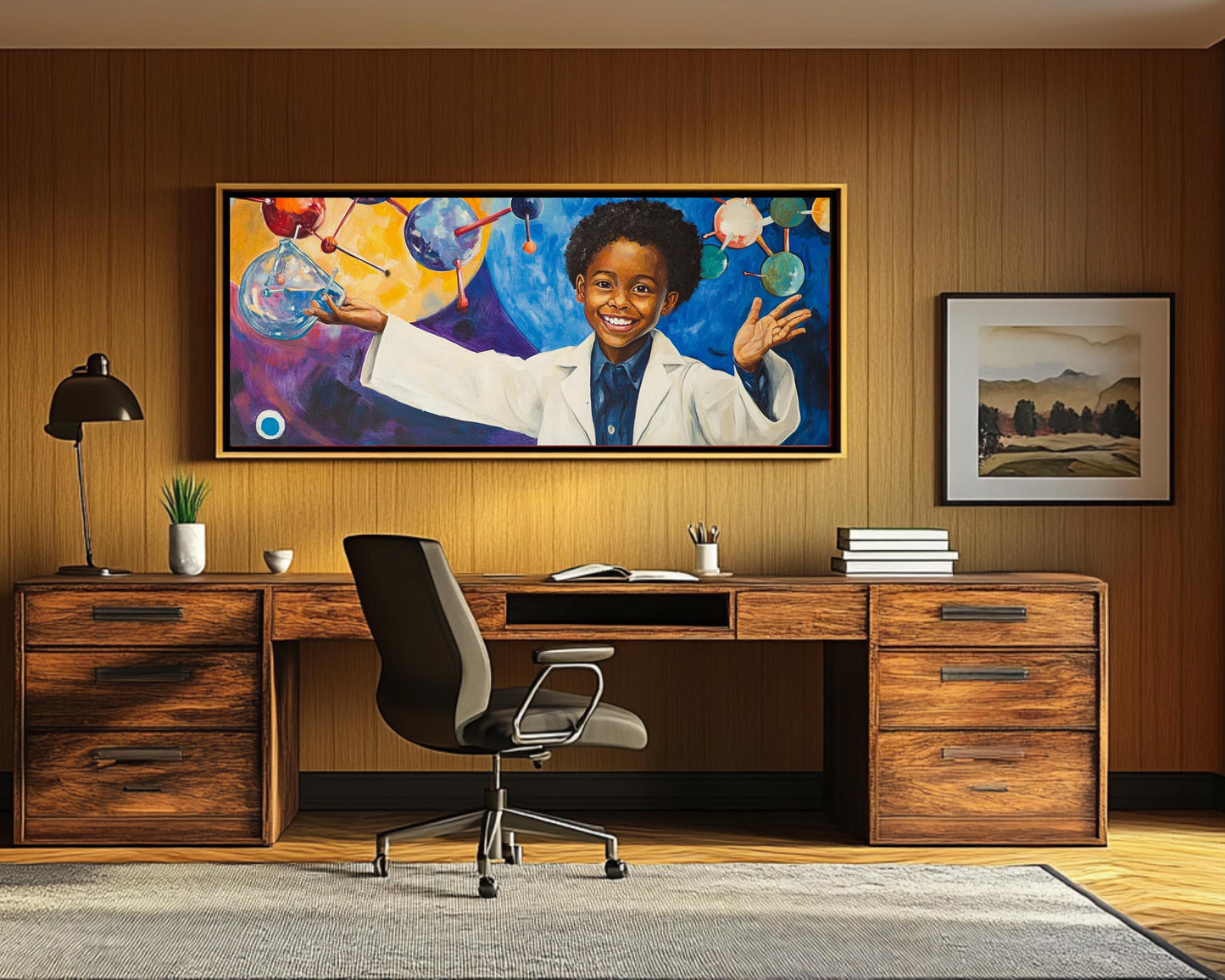 Science Canvas Print - Inspiring Black Child Scientist Art for Kids Room Decor - MoomZee Artwork -