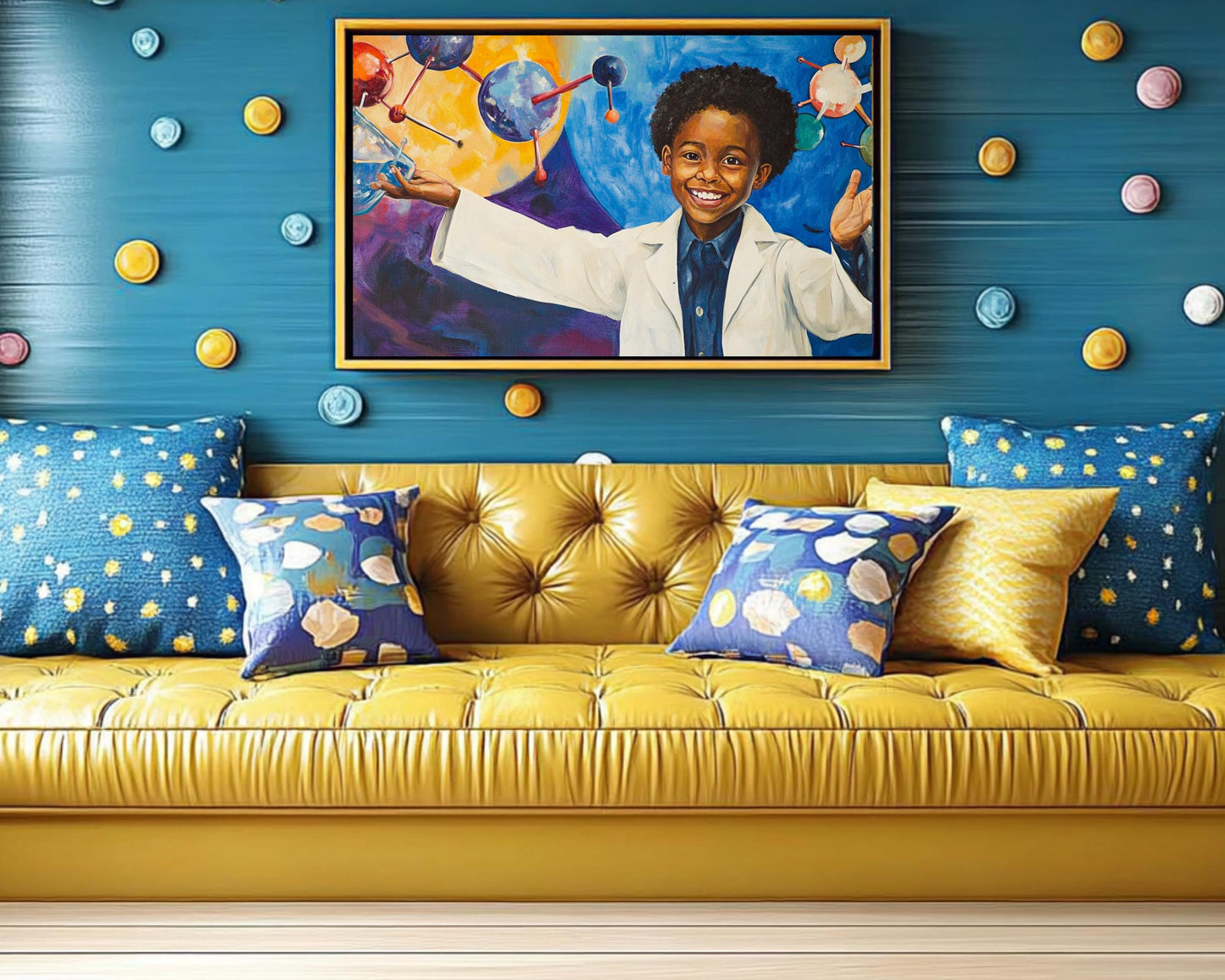 Science Canvas Print - Inspiring Black Child Scientist Art for Kids Room Decor - MoomZee Artwork -