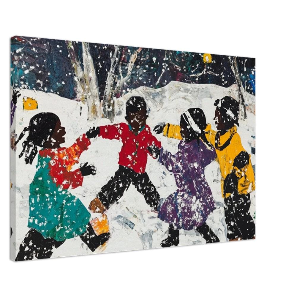 Snowy Christmas Canvas Print - Kids Room Decor & Family Gift - Festive Winter Holiday Art for Living Room - MoomZee Artwork -