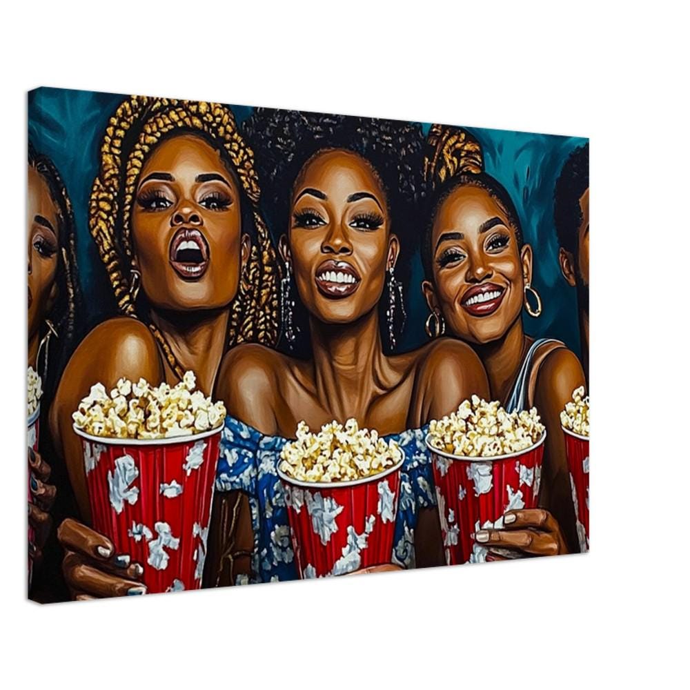 Stylish Black Friends Canvas Print - Living Room Decor, Modern Unity Art - MoomZee Artwork -