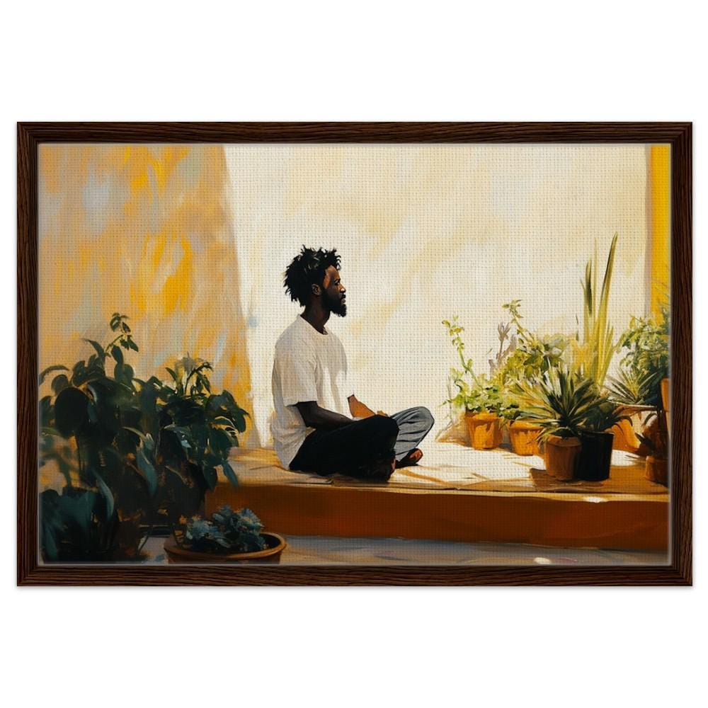 Tranquil Meditation Framed Canvas Print - Relaxation & Mindfulness Room Decor - MoomZee Artwork -