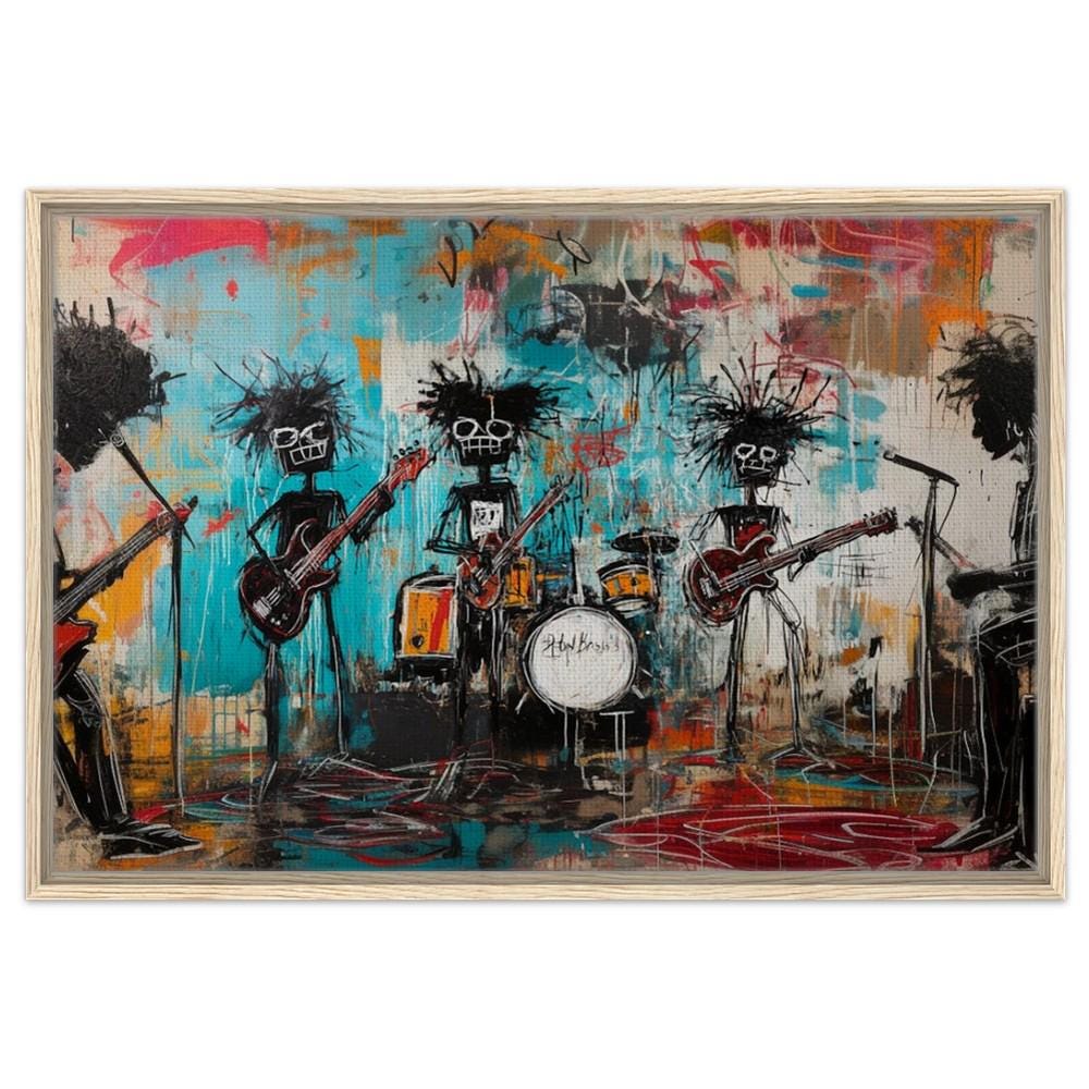 Urban Music & Art Framed Canvas Print - Graffiti Style for Creative Spaces Decor - MoomZee Artwork -