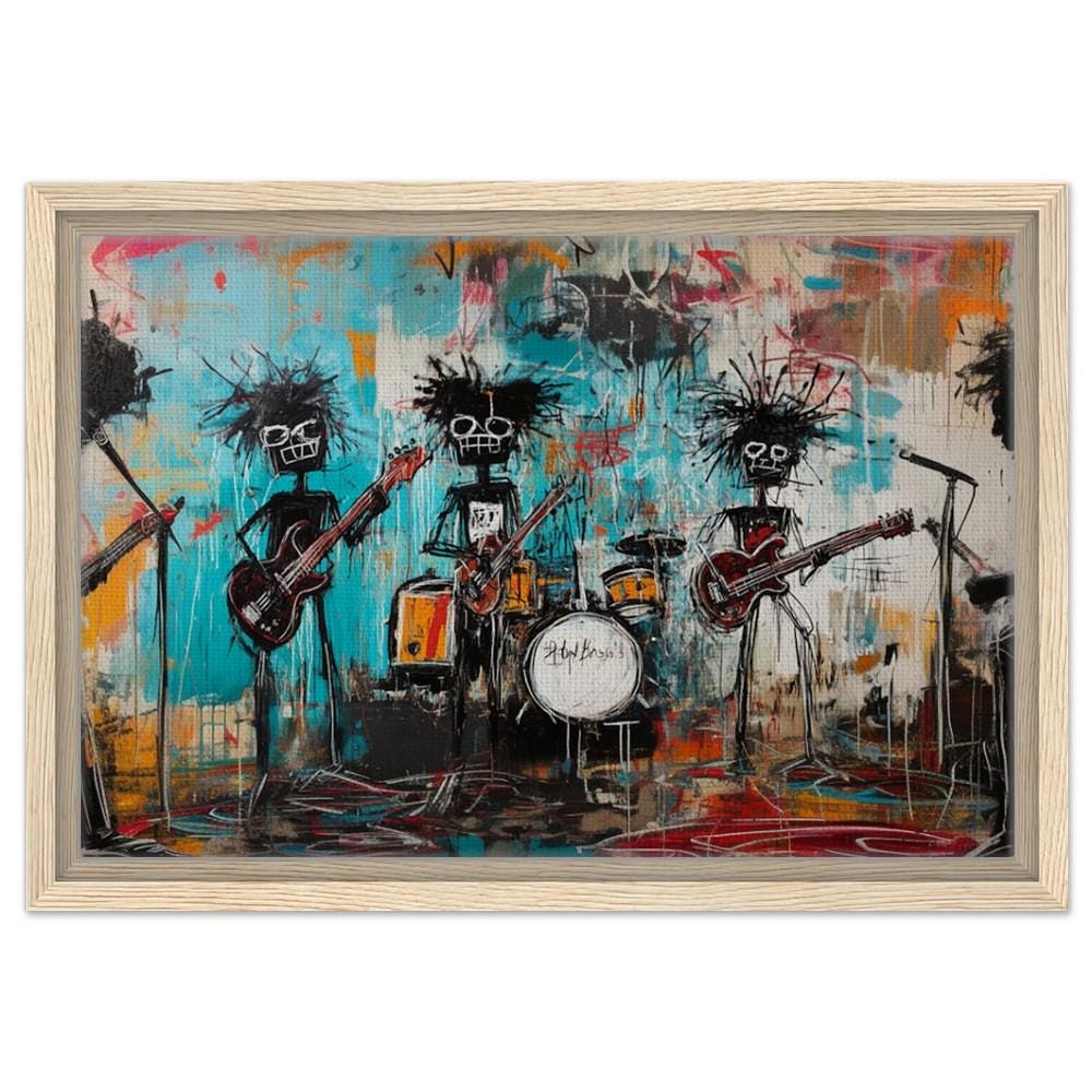 Urban Music & Art Framed Canvas Print - Graffiti Style for Creative Spaces Decor - MoomZee Artwork -