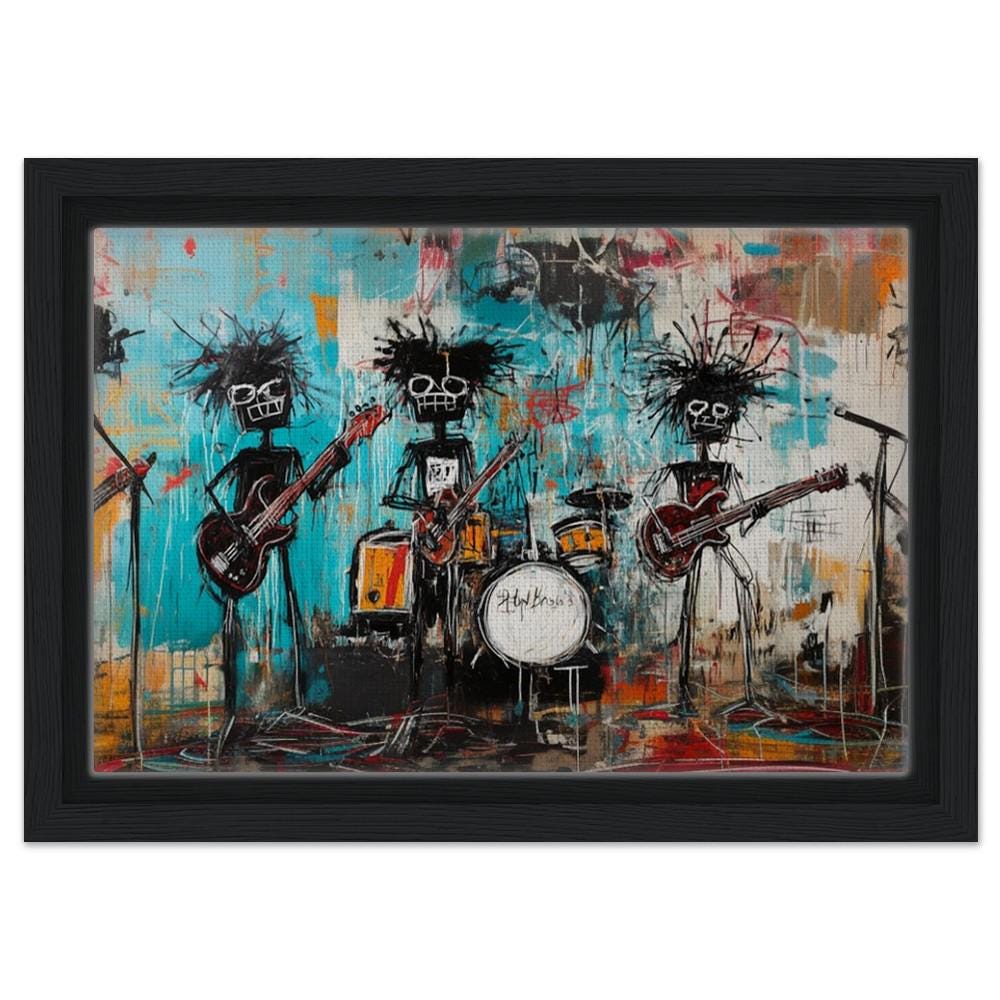 Urban Music & Art Framed Canvas Print - Graffiti Style for Creative Spaces Decor - MoomZee Artwork -