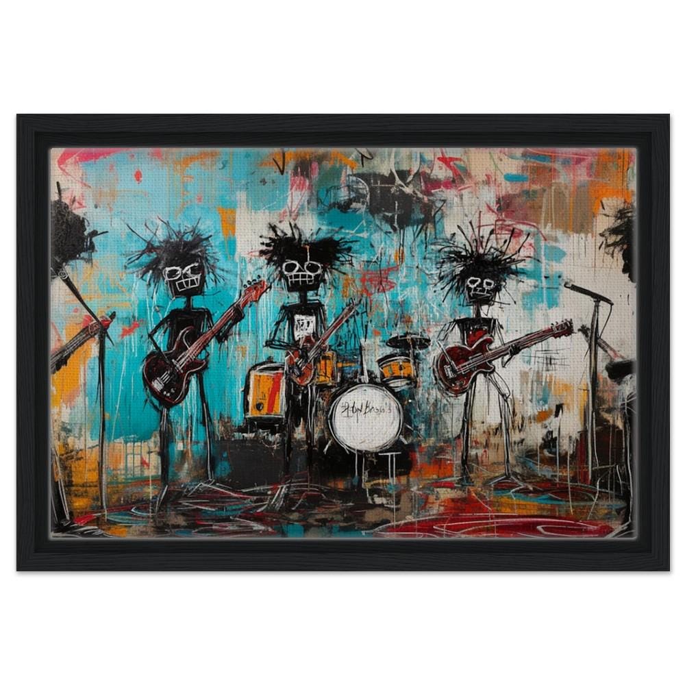 Urban Music & Art Framed Canvas Print - Graffiti Style for Creative Spaces Decor - MoomZee Artwork -