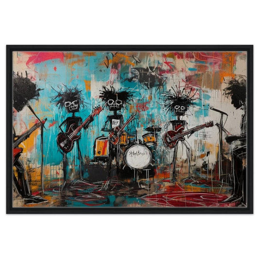 Urban Music & Art Framed Canvas Print - Graffiti Style for Creative Spaces Decor - MoomZee Artwork -