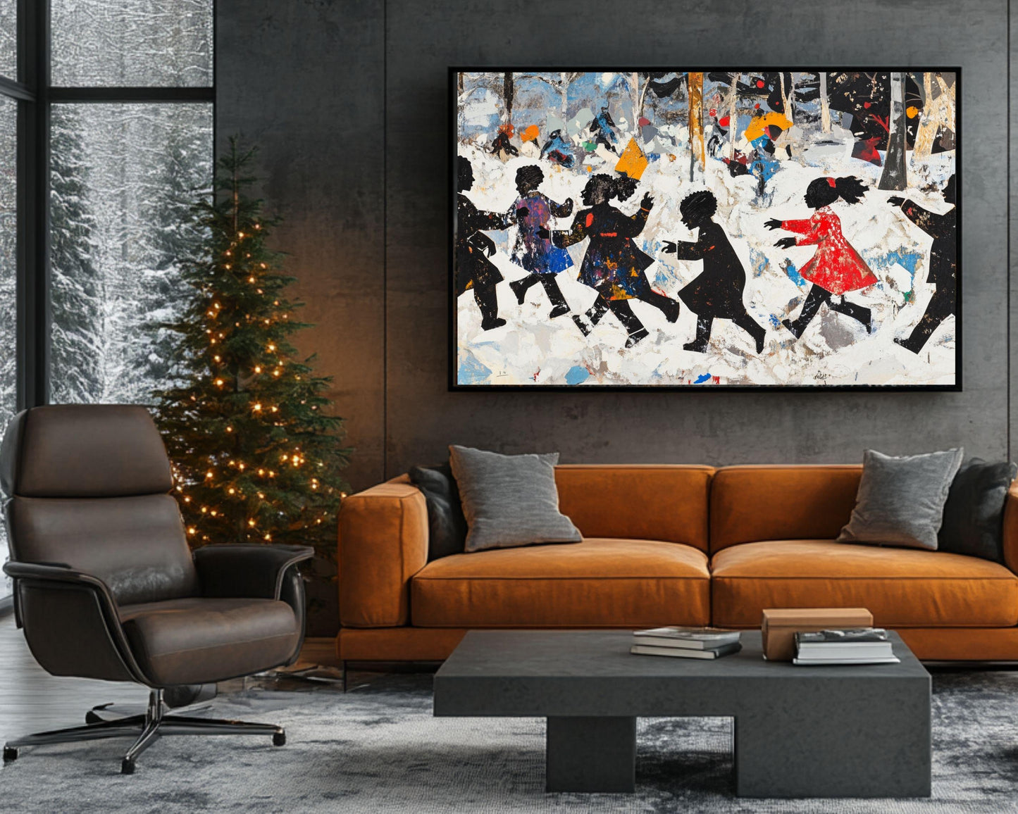 Winter Fun Kids Canvas Print - Holiday Decor & Family Gift for Living Room - MoomZee Artwork -