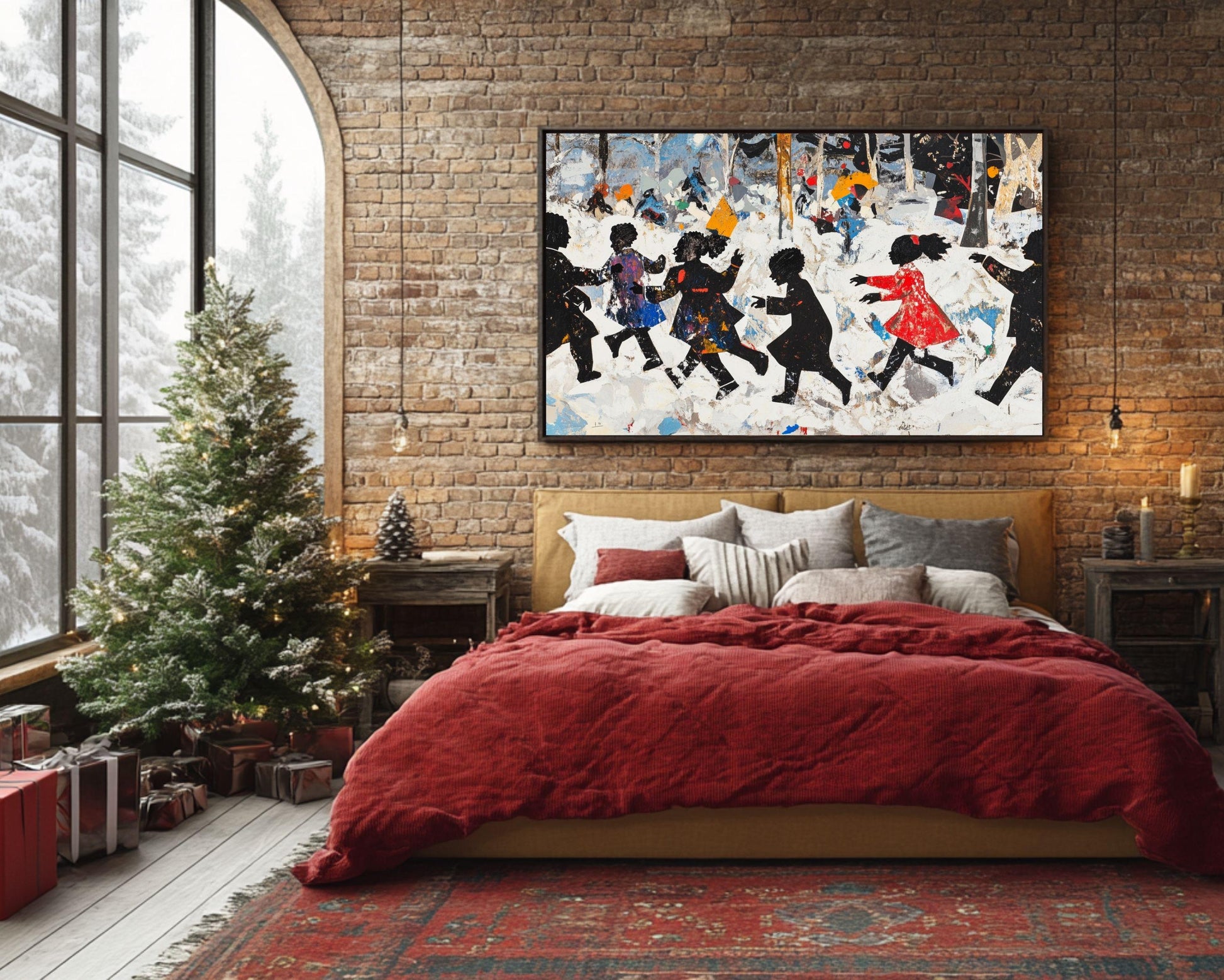 Winter Fun Kids Canvas Print - Holiday Decor & Family Gift for Living Room - MoomZee Artwork -