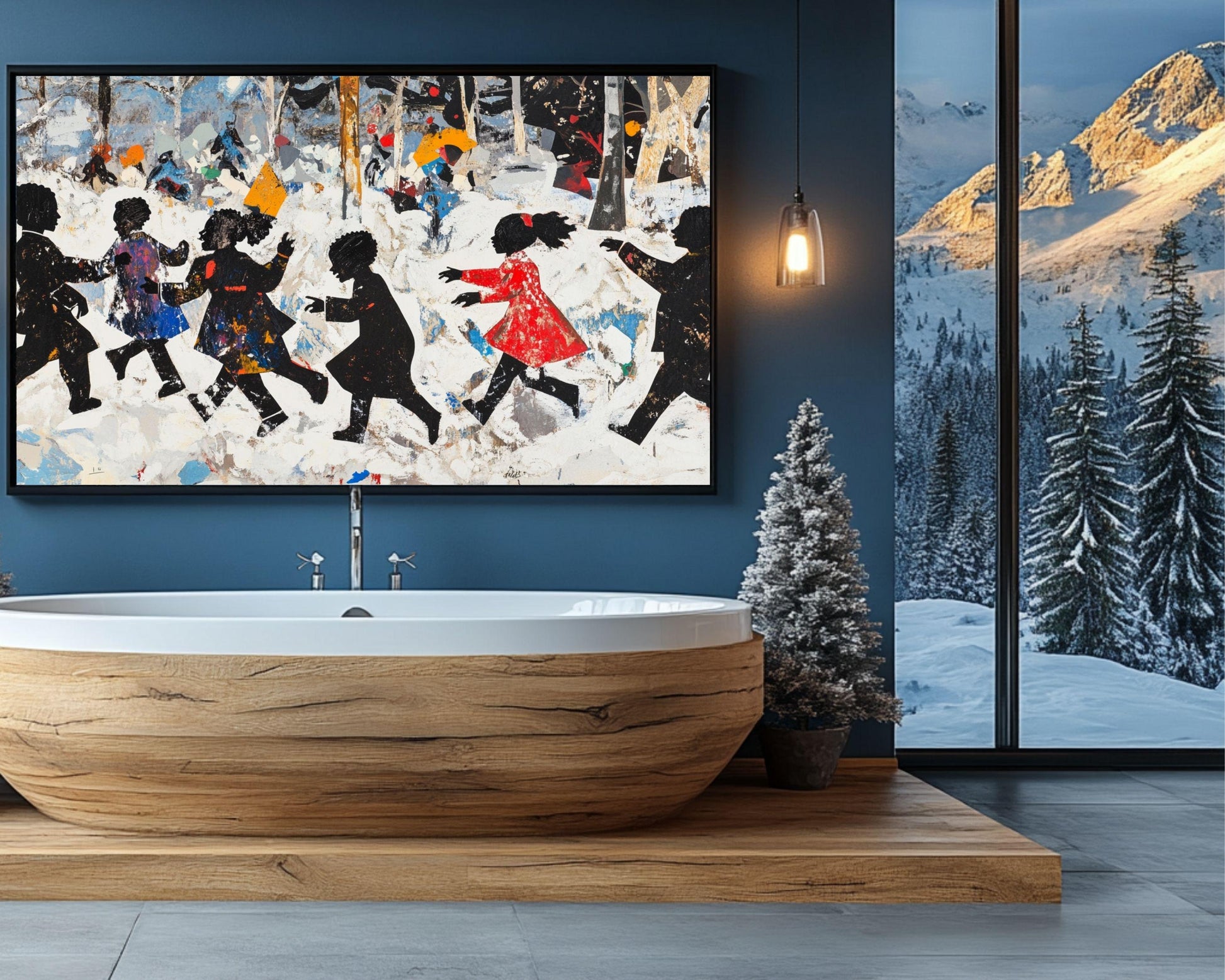 Winter Fun Kids Canvas Print - Holiday Decor & Family Gift for Living Room - MoomZee Artwork -