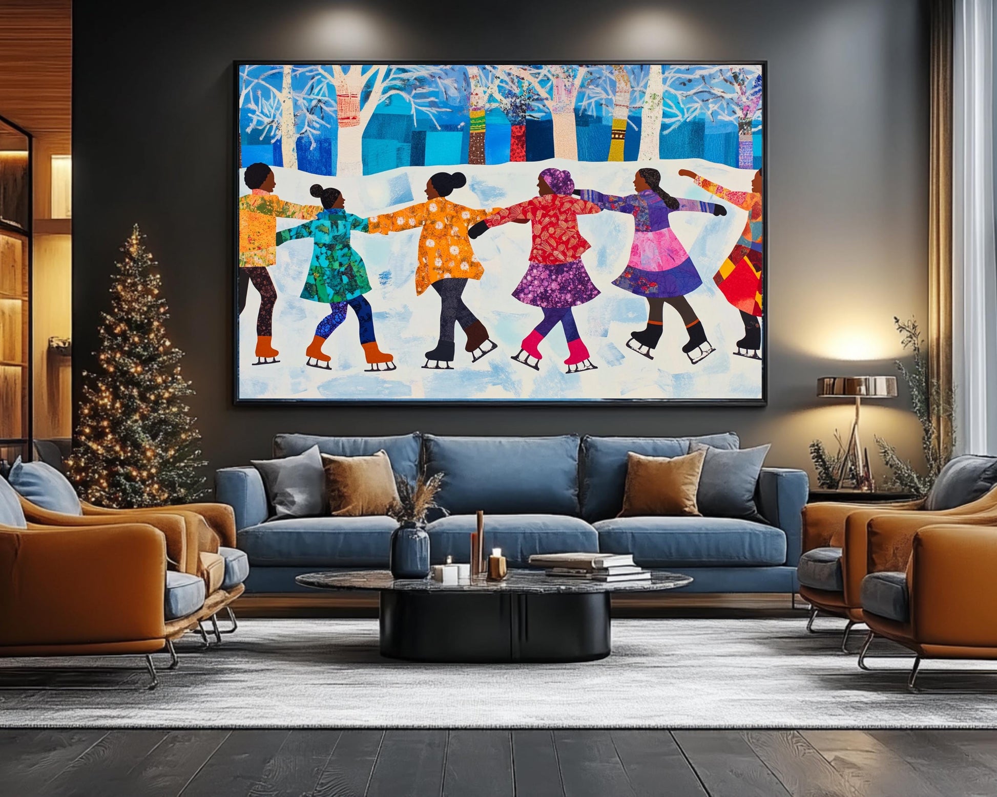 Winter Joy Quilt-Style Canvas Print | Kids Room & Family Decor - MoomZee Artwork -