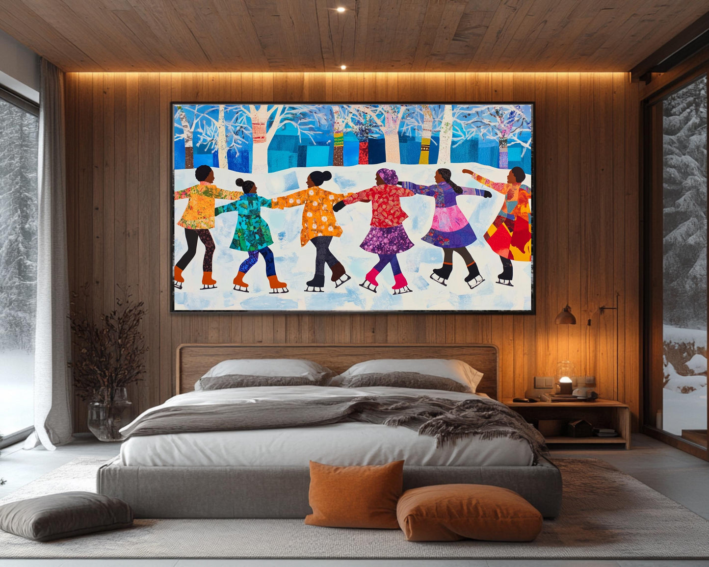 Winter Joy Quilt-Style Canvas Print | Kids Room & Family Decor - MoomZee Artwork -