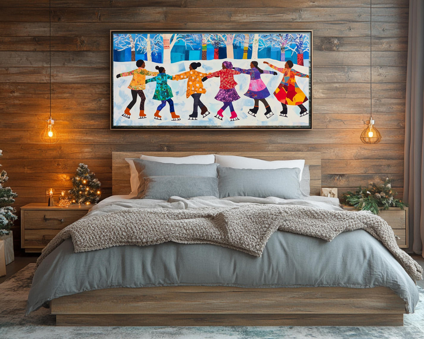 Winter Joy Quilt-Style Canvas Print | Kids Room & Family Decor - MoomZee Artwork -