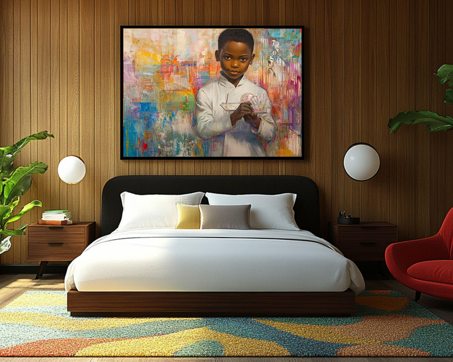 Young Black Scientist Portrait | Afrocentric Abstract Wall Art | Inspirational Art for Kids' Rooms & Educational Spaces - MoomZee Artwork -