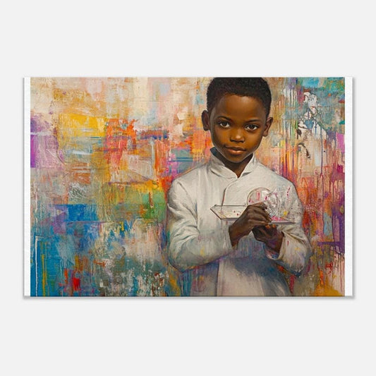 Young Black Scientist Portrait | Afrocentric Abstract Wall Art | Inspirational Art for Kids' Rooms & Educational Spaces - MoomZee Artwork -